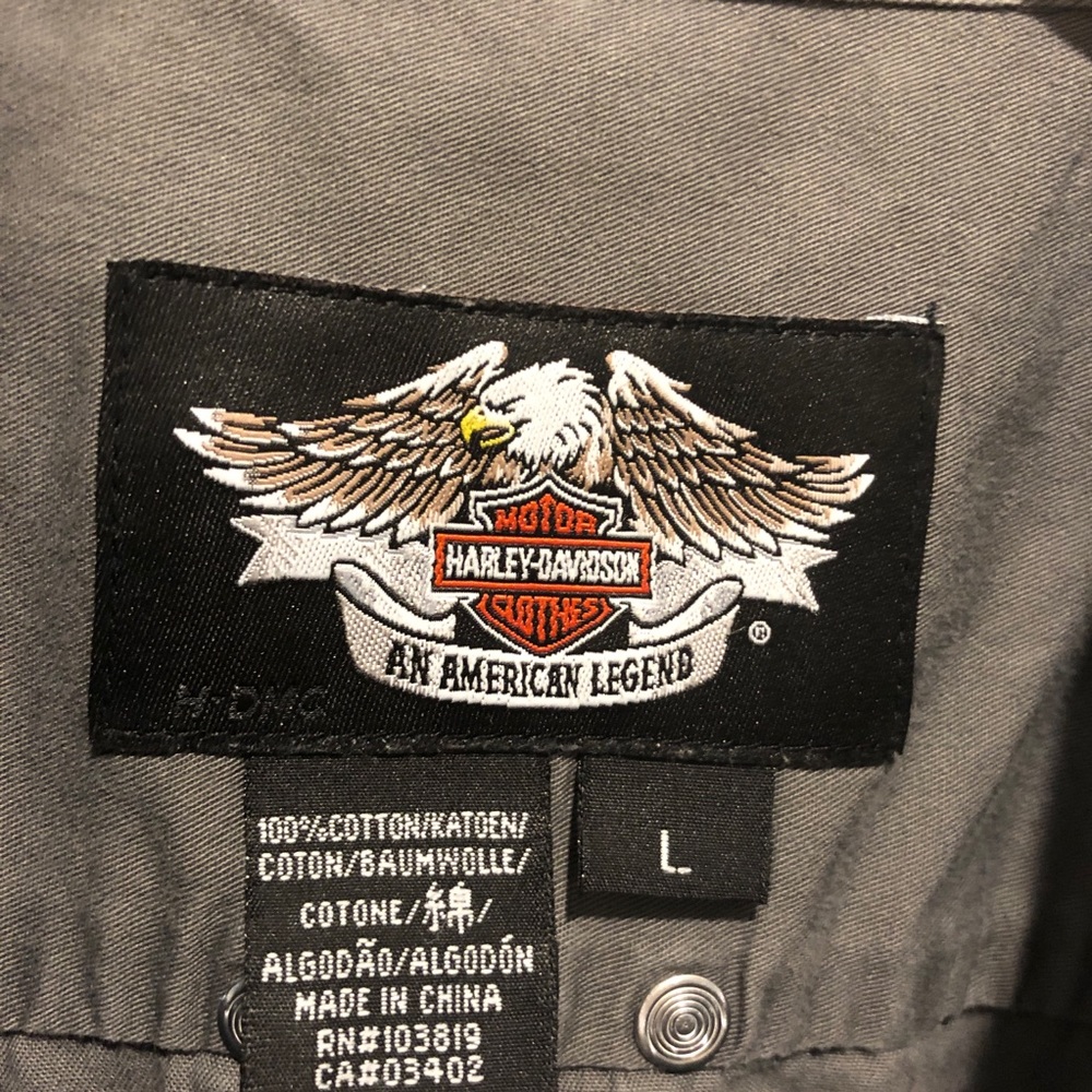 Men’s Garage Harley Davidson Gray Work Button Cas… - image 3